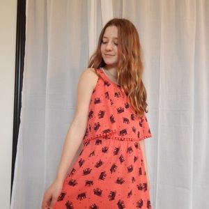 Xhilaration Coral dress with elephant designs
